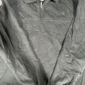 Carhartt Olive Zip-Neck Pullover with Logo Tag